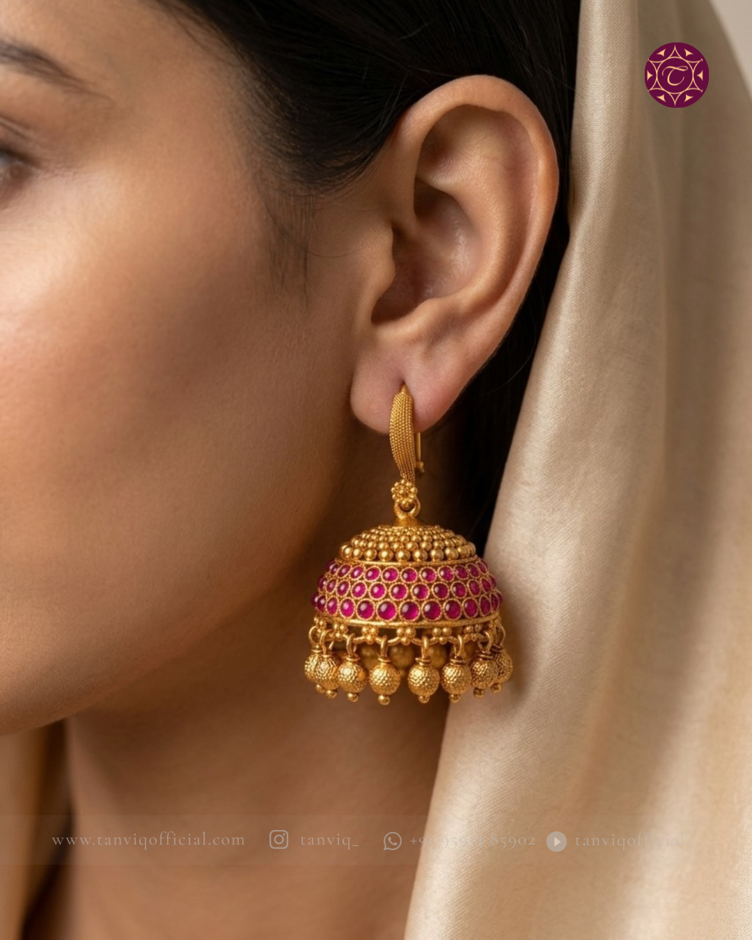 Anvi Ruby Kemp Hook Jhumka