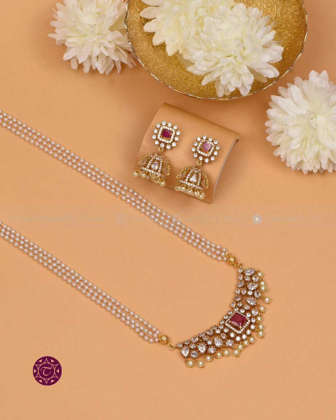 Kasturi Pearl Mugappu Haaram (Multi Color)