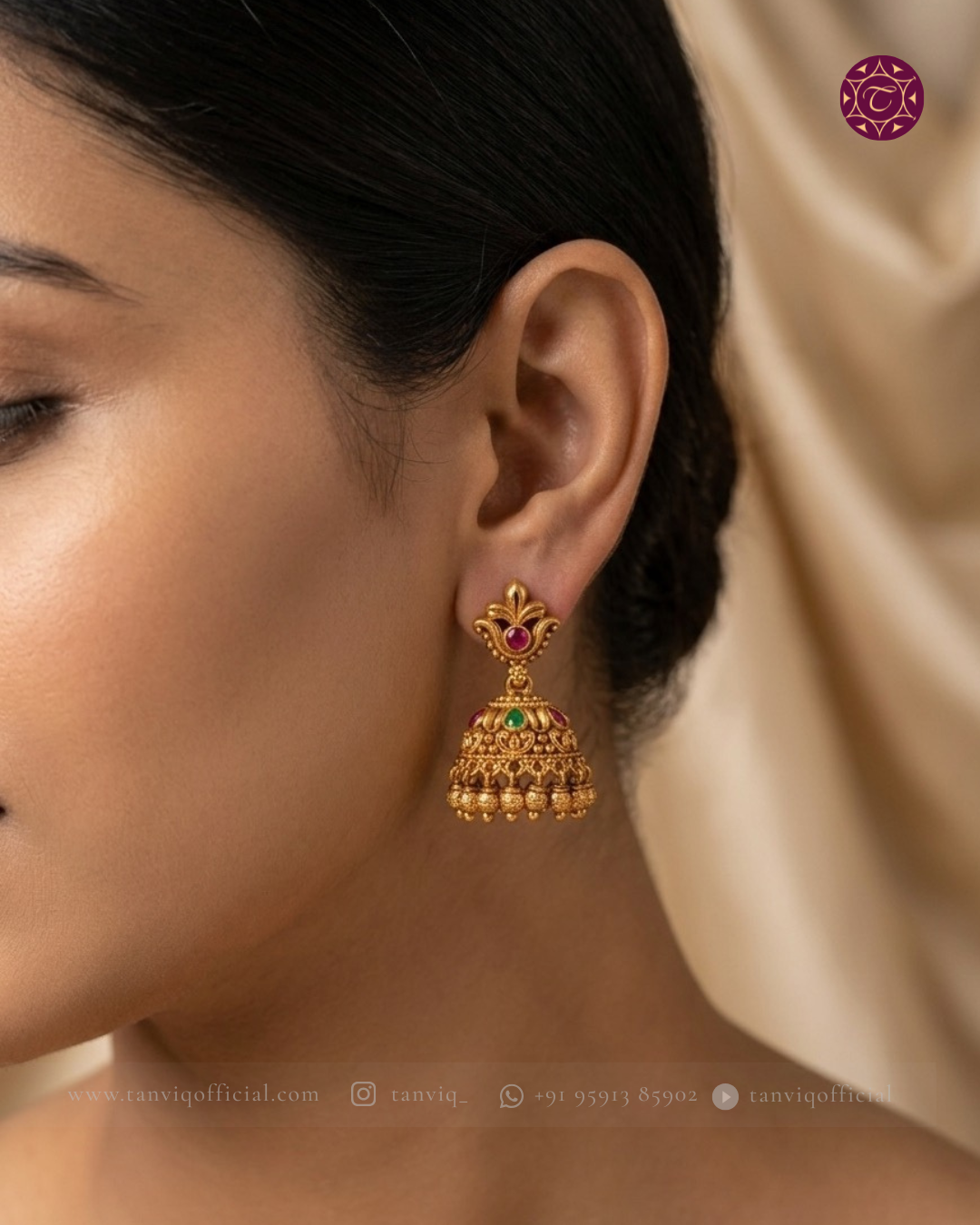 Kavya Ruby Kemp Jhumka Earrings