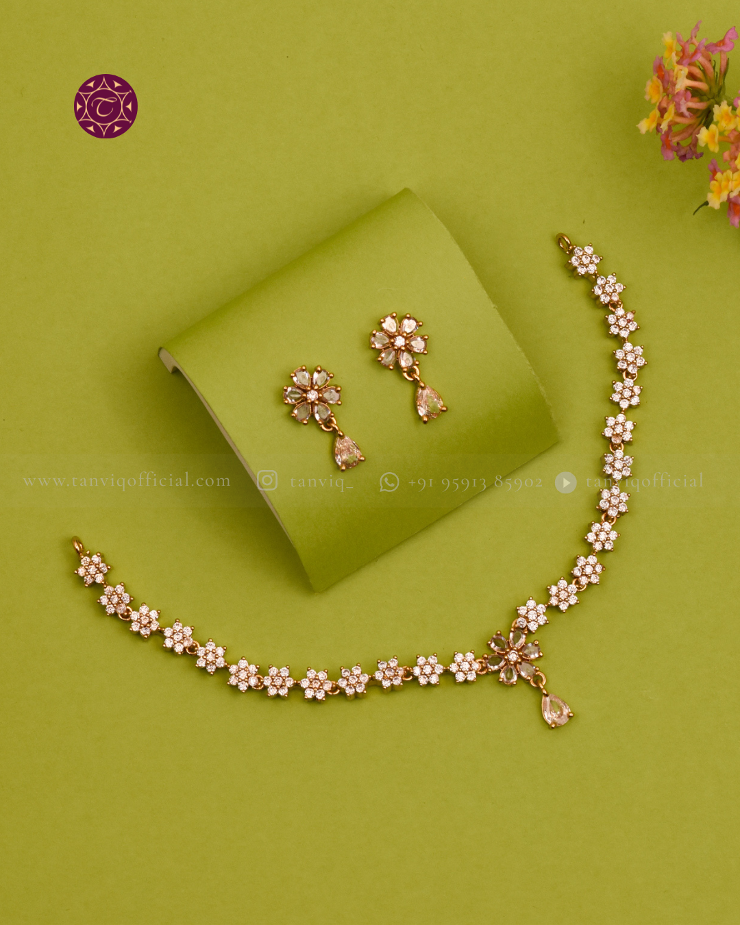 Pihu Champagne Blossom Necklace