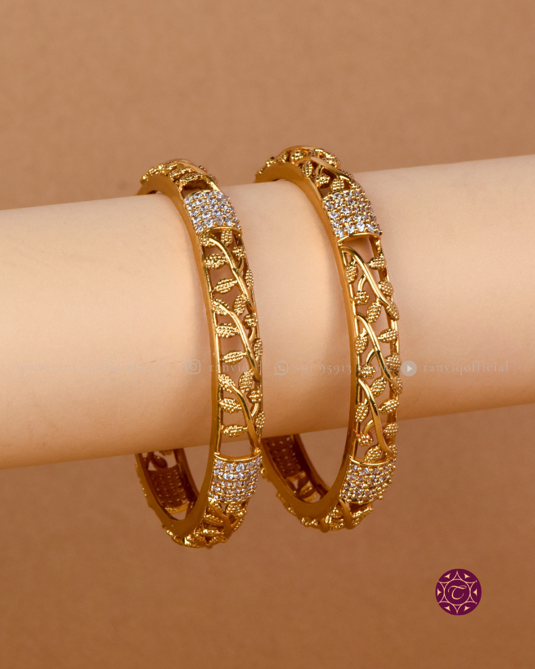 Shreya Leaf CZ Bangle