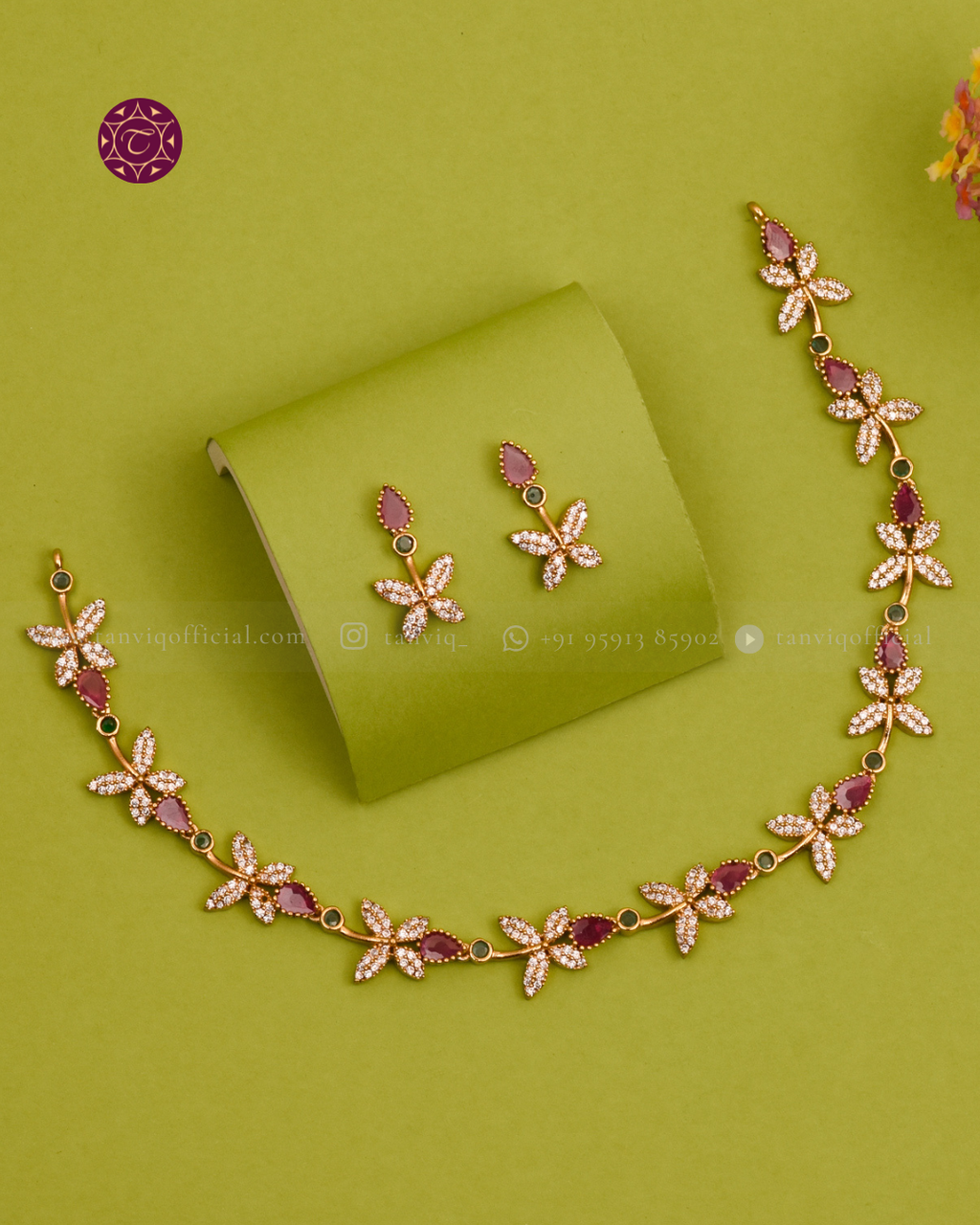 Titiksha Ruby Butterfly Necklace