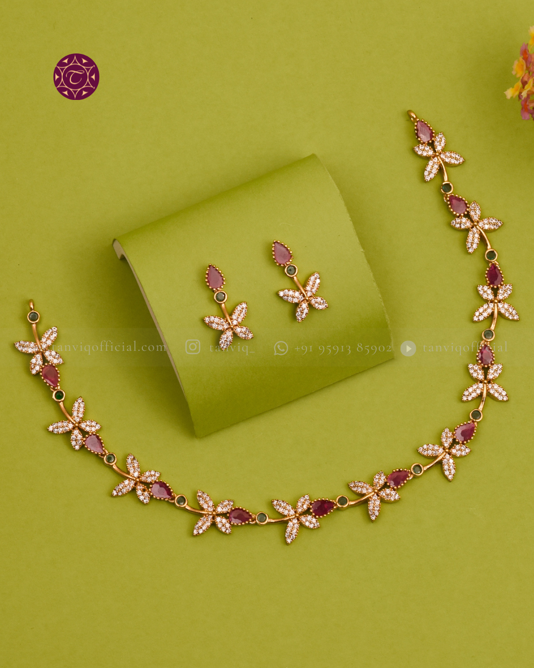 Titiksha Ruby Butterfly Necklace