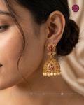 Ananya CZ Ruby Pearl Jhumka