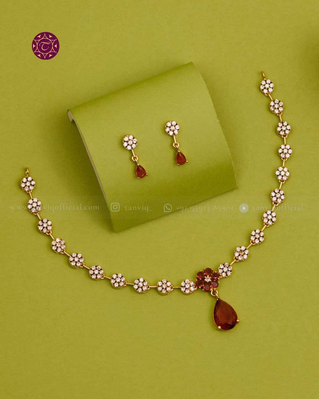 Vaani Garnet Bezel Necklace