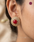 Meherika Ruby CZ Round Studs