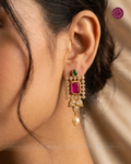 Avantika Ruby Rectangle Drop Earrings