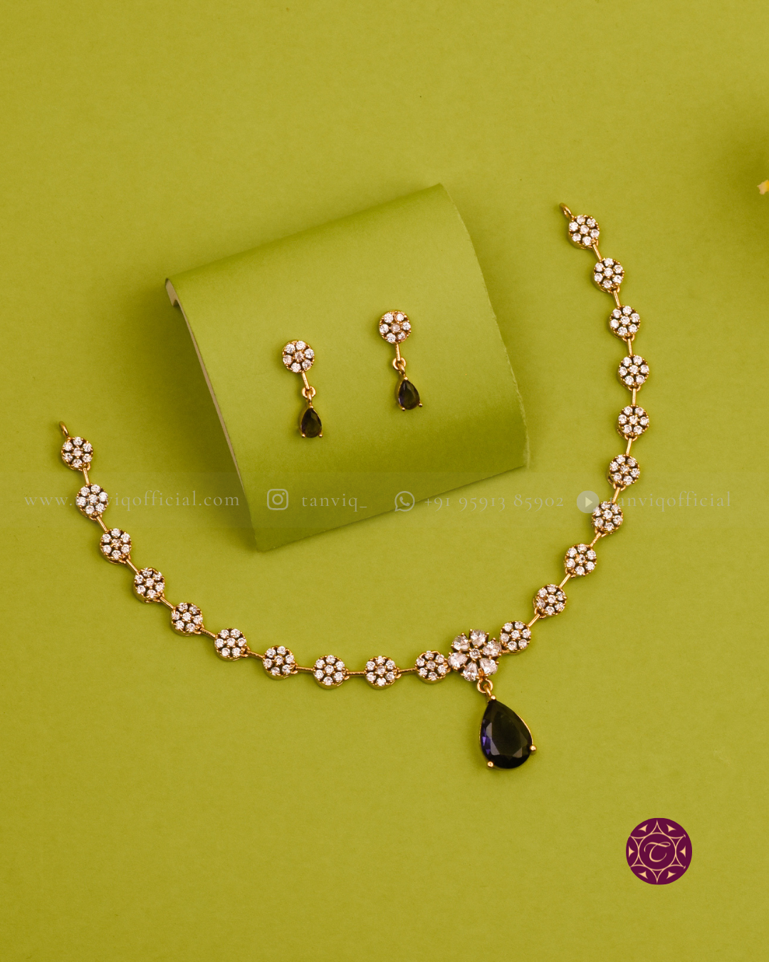 Shreya Sapphire Teardrop Necklace