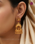 Temple Jhumka - Lakshmi Idol