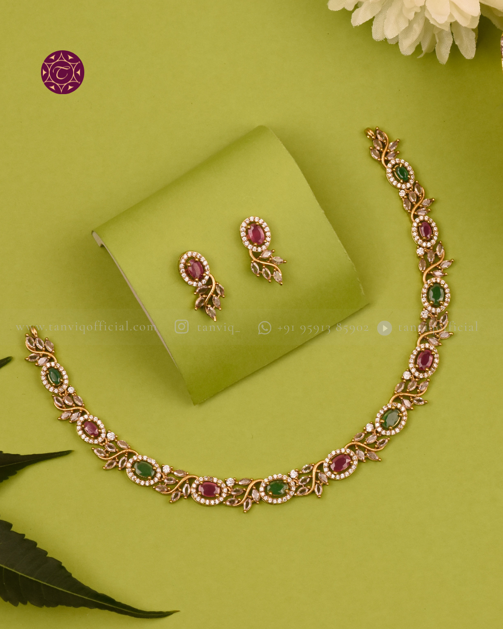 Devika Ruby Emerald Trail Necklace