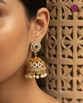 Naisha CZ Emerald Floral Jhumka