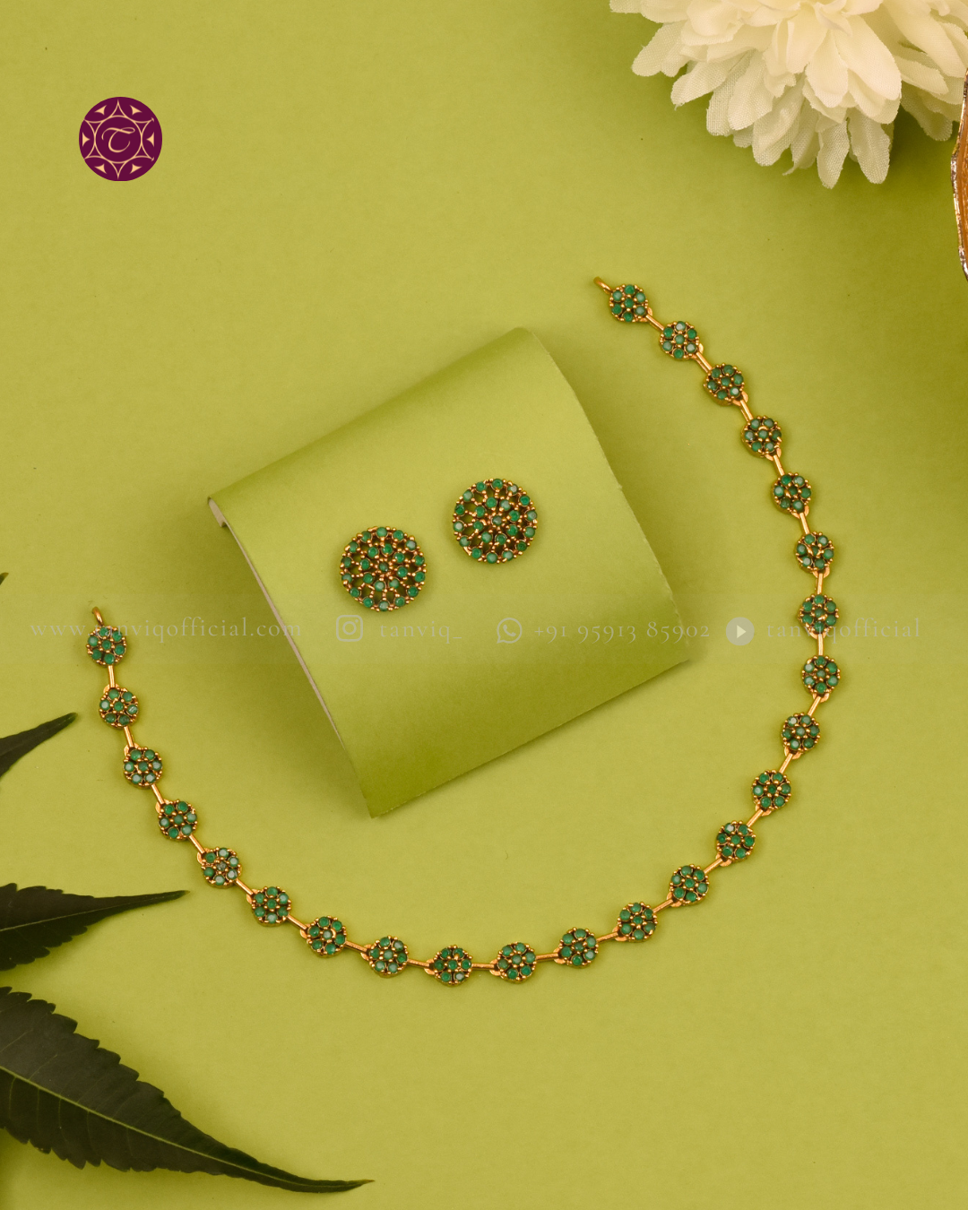 Meher Emerald Cluster Necklace