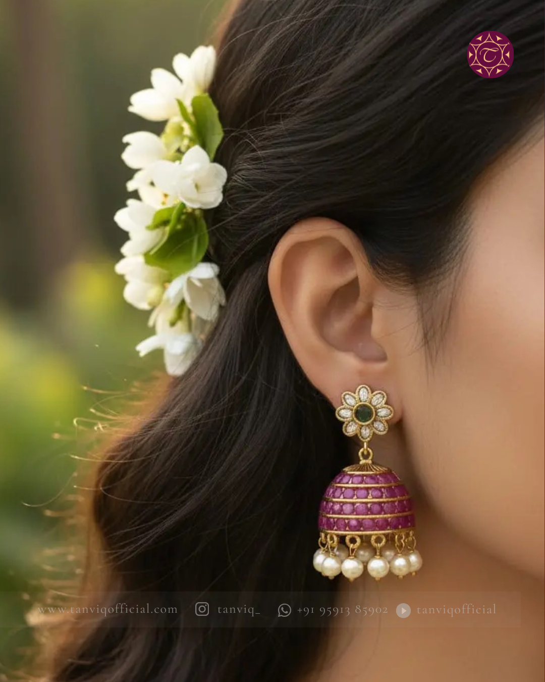 Alisha CZ Emerald Kemp Jhumka