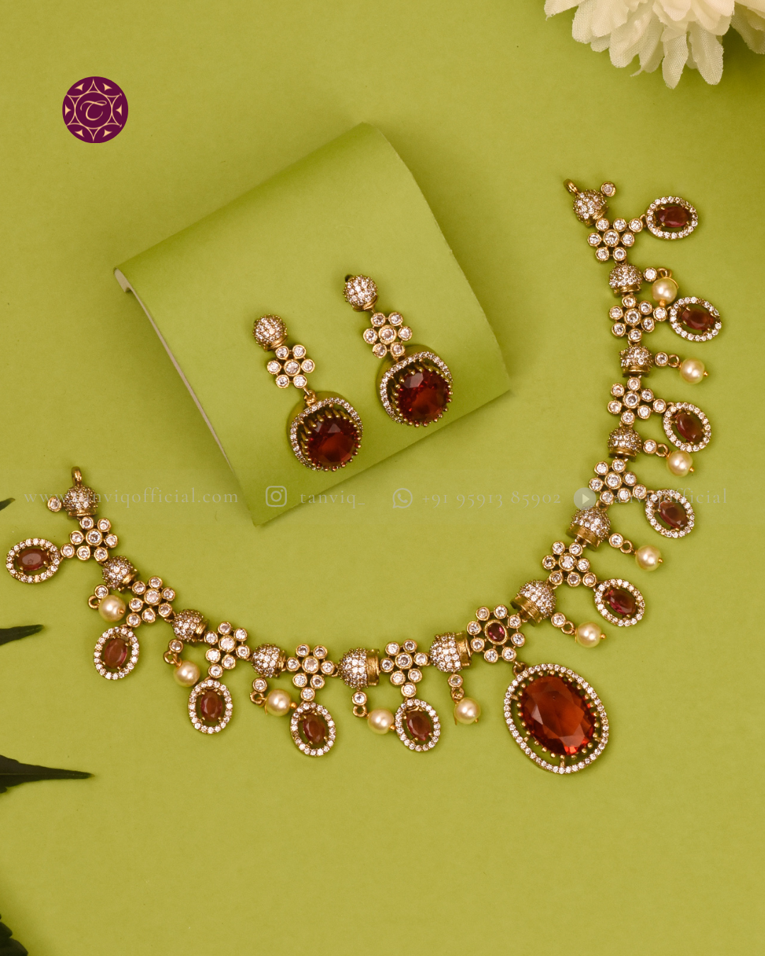 Charvi Garnet Drop Necklace