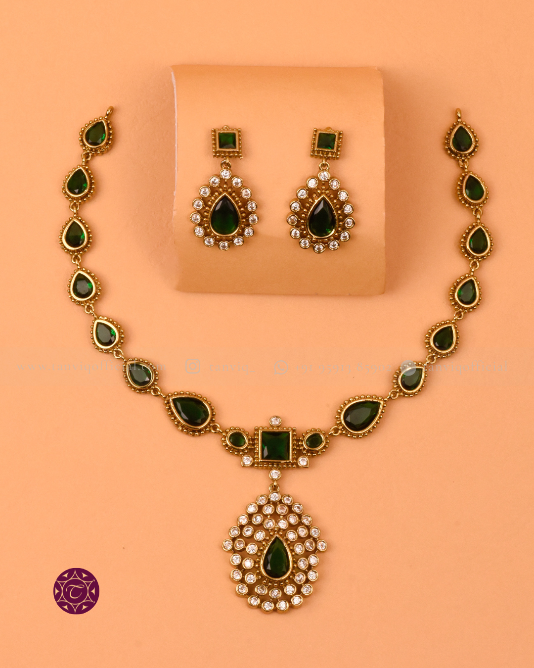 Jyotika Emerald Drop Necklace
