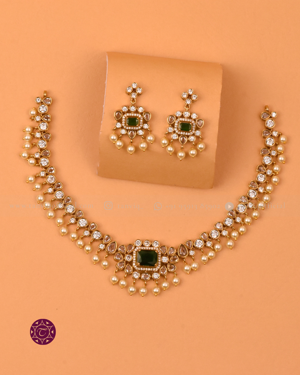 Sanjana Pearl CZ Necklace