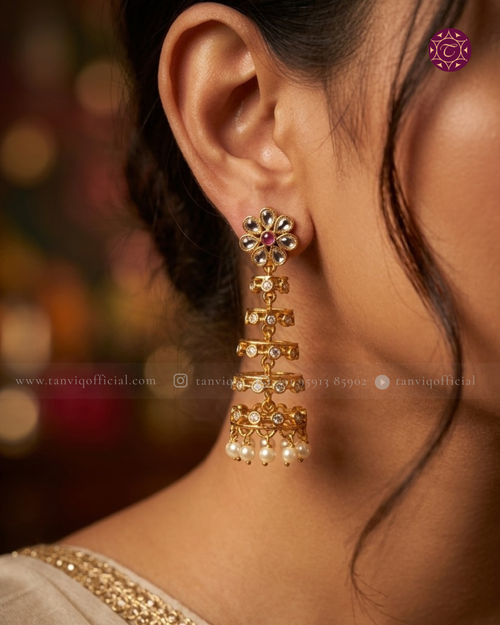 Ananya Layered Gold Hoop Chandbali Earrings