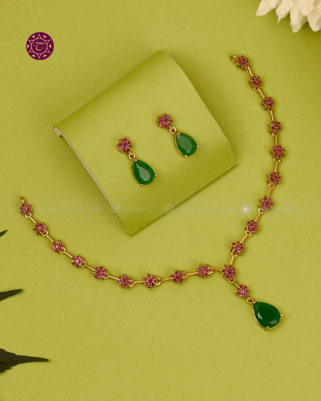 Sarika Ruby Emerald Necklace