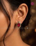 Kavya Ruby Emerald Halo Stud Earrings