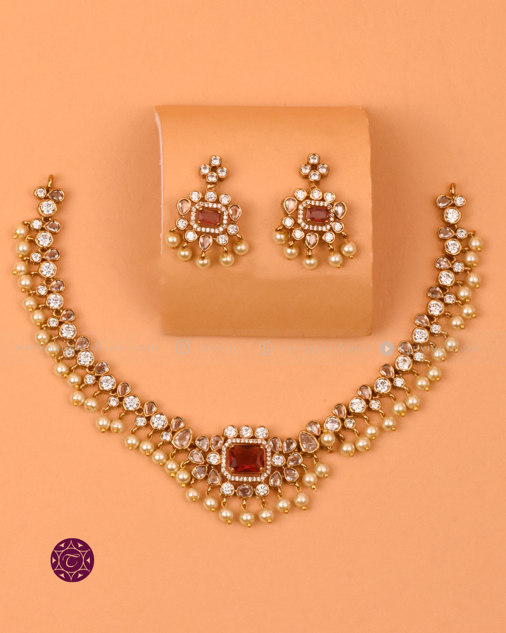 Meenal Garnet Pearl Necklace