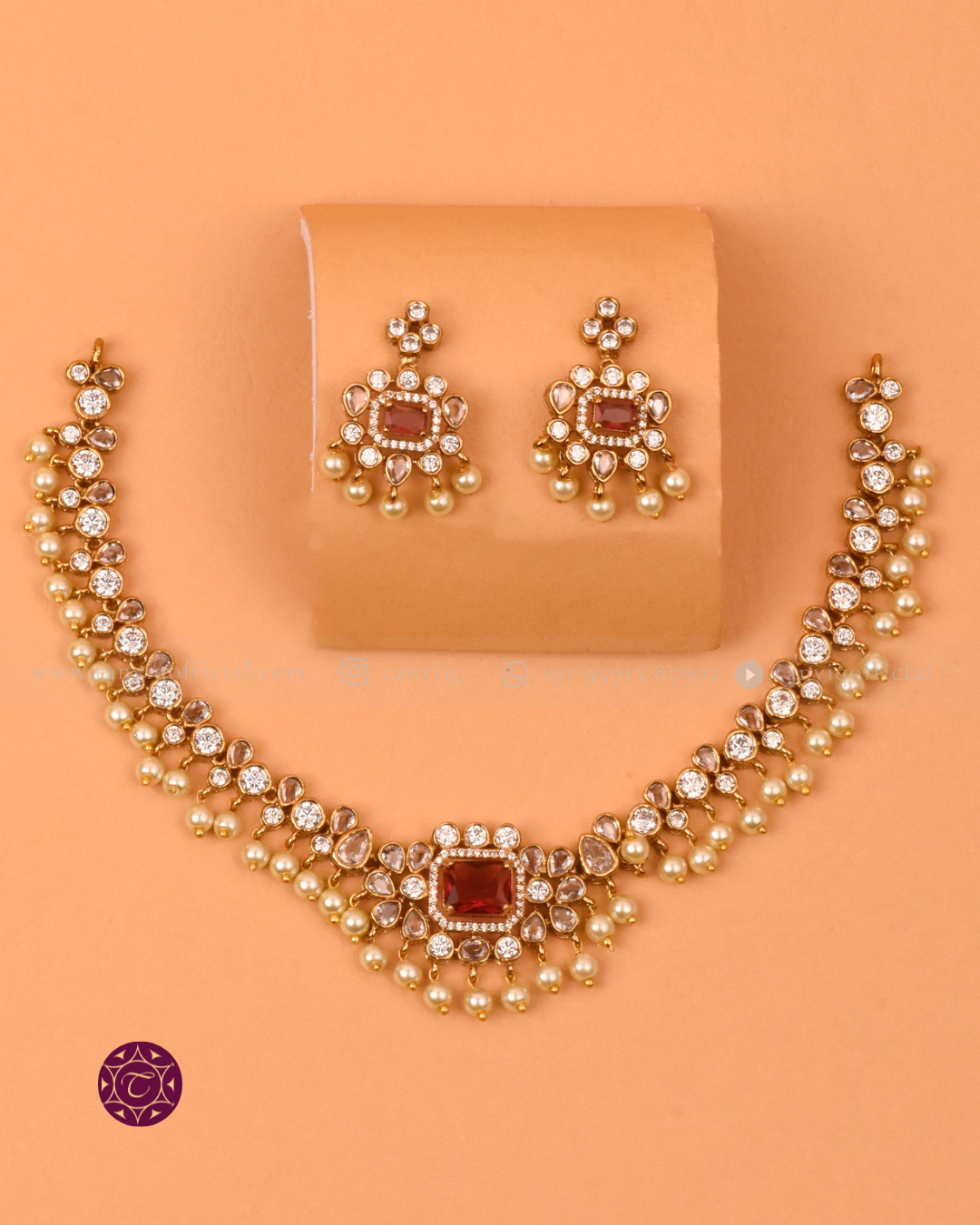 Meenal Garnet Pearl Necklace
