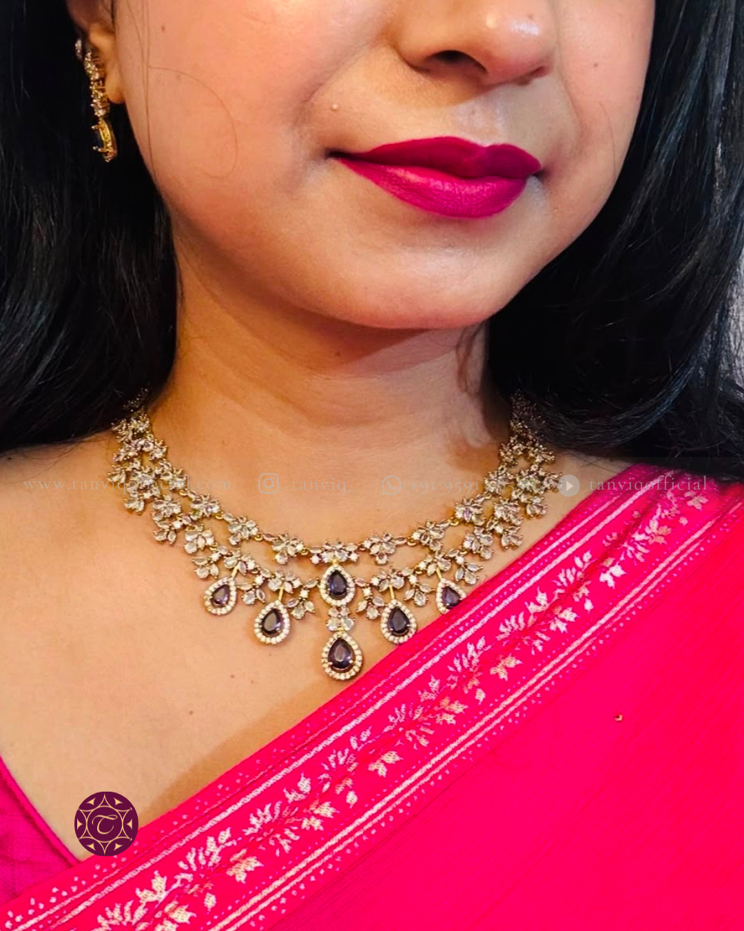 Nisha Sapphire Floral Necklace