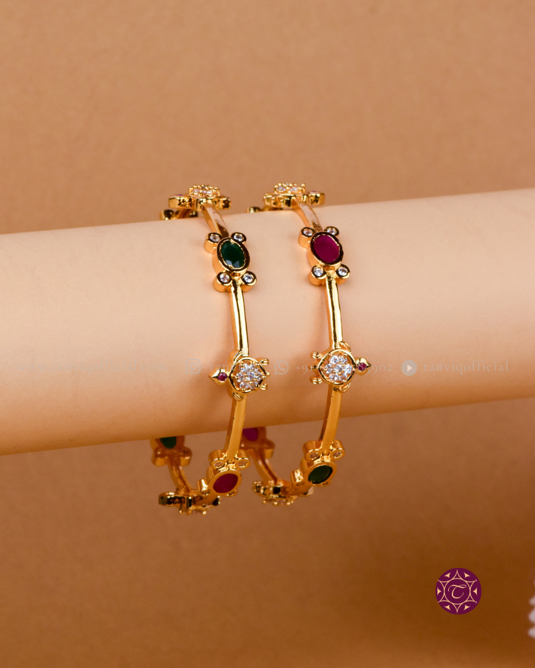 Divya CZ Floral Bar Bangle