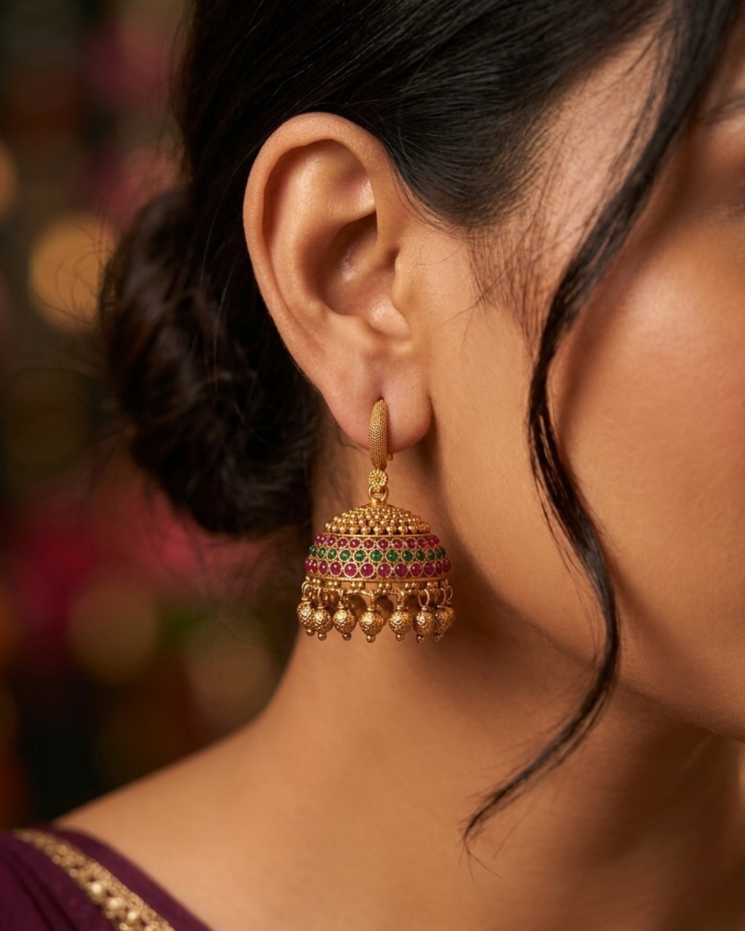 Anvi Ruby Kemp Hook Jhumka