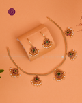 Diya Ruby Blossom Fringe Necklace