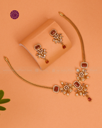 Kiran Garnet Leaf Necklace