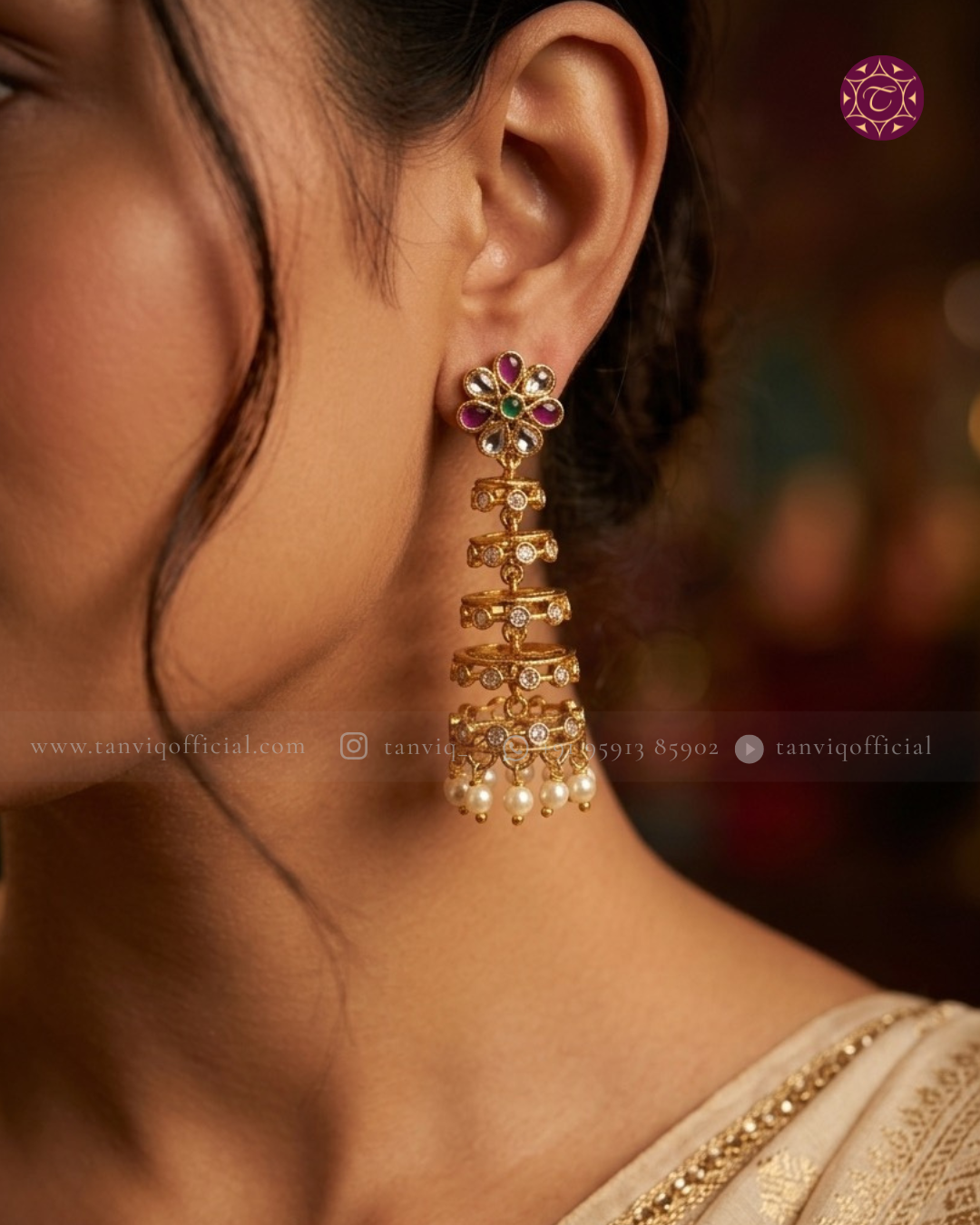 Ananya Layered Gold Hoop Chandbali Earrings