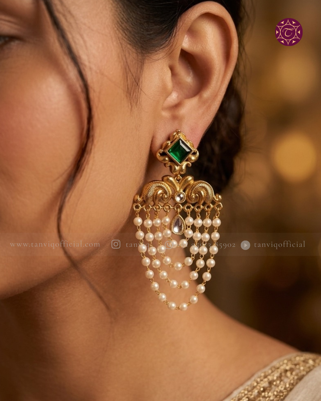 Radhika Kundan Pearl Chandelier Earrings