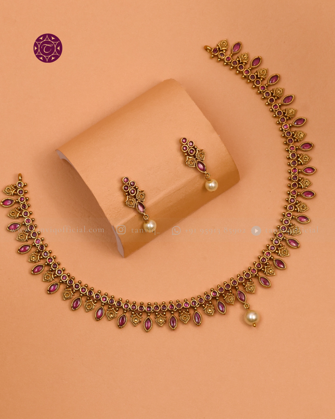 Aparna Garnet Petal Necklace