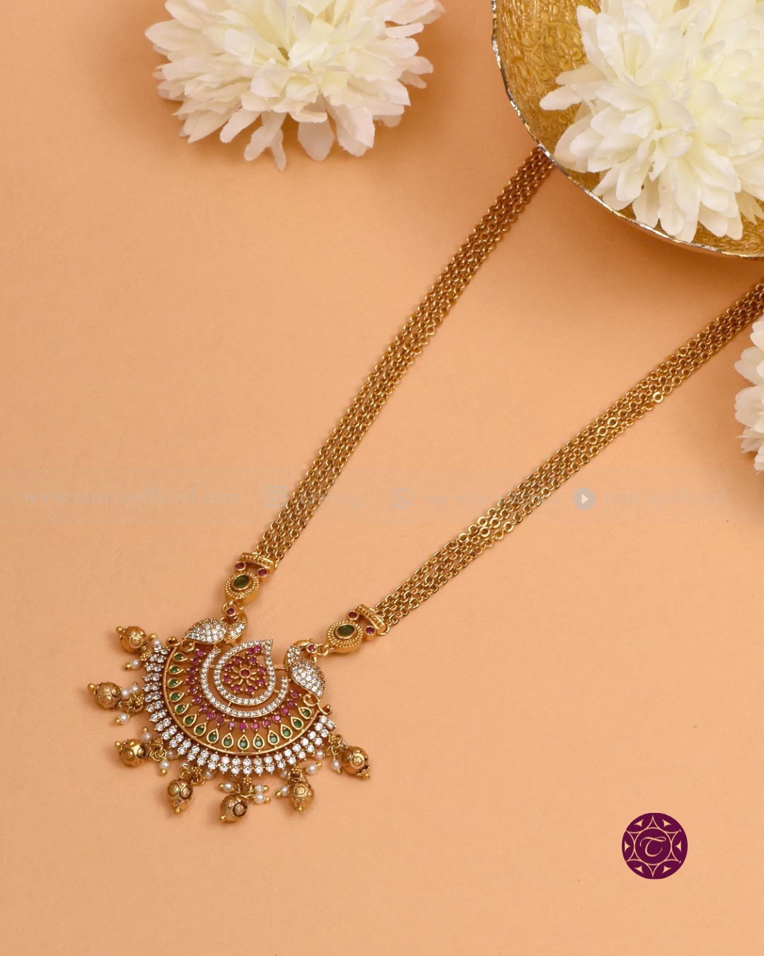 Priyanka Peacock Mugappu Chain (No Earrings)