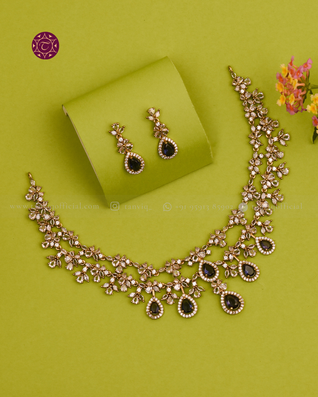 Nisha Sapphire Floral Necklace