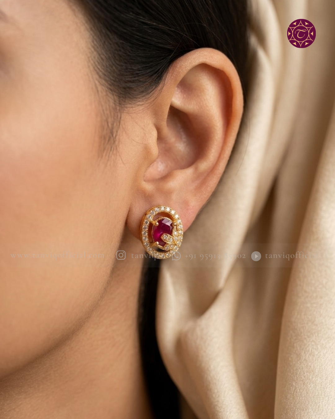 Aditi Ruby Halo Stud Earrings