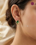 Esha Emerald CZ Halo Stud Earrings