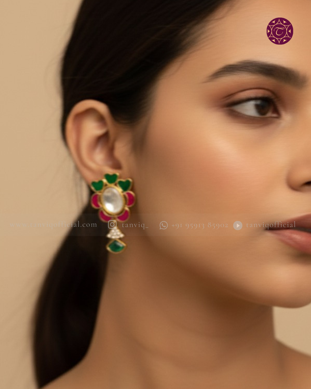 Zara Kundan Floral Stud Earrings