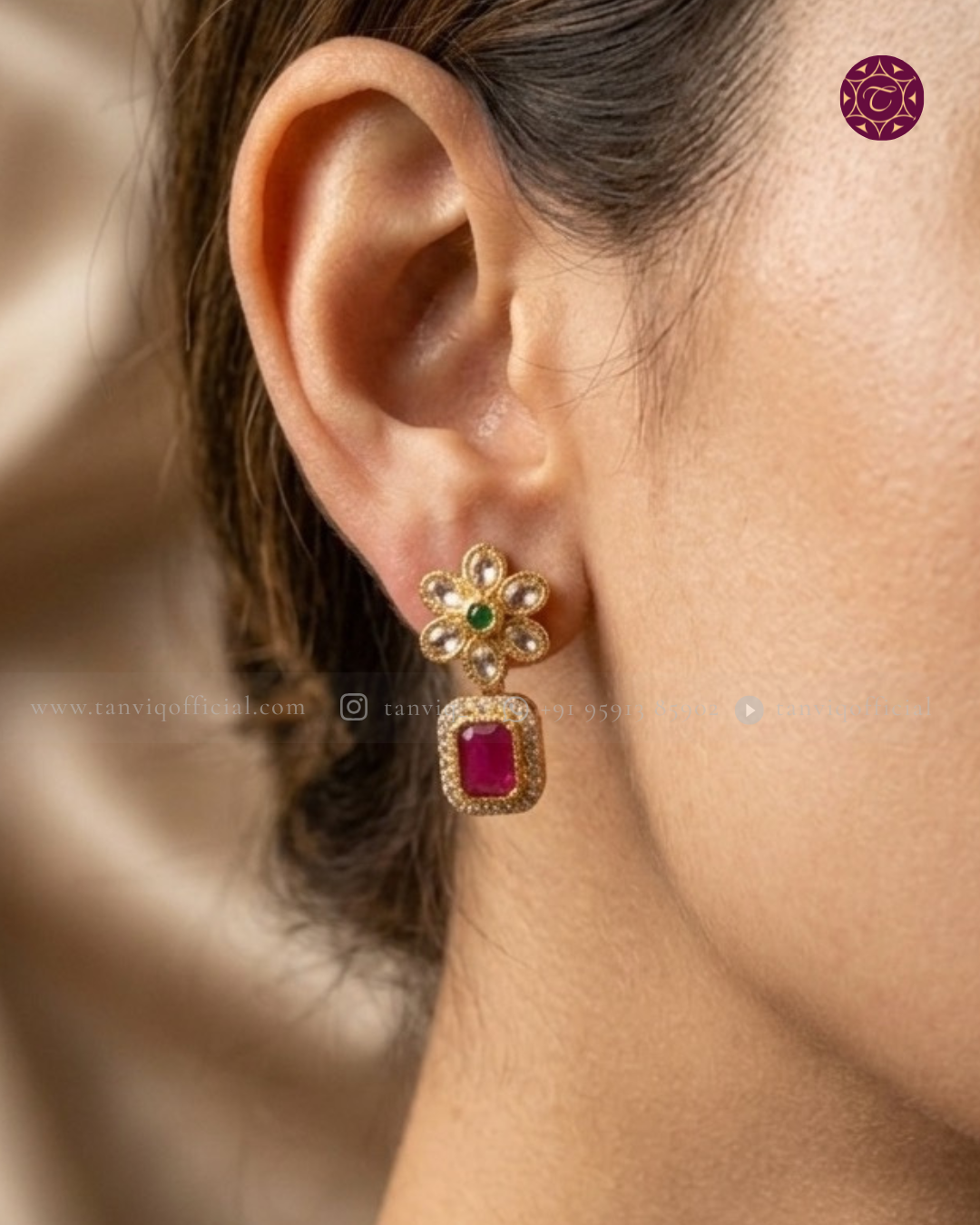 Ruhi Kundan Ruby Drop Earrings