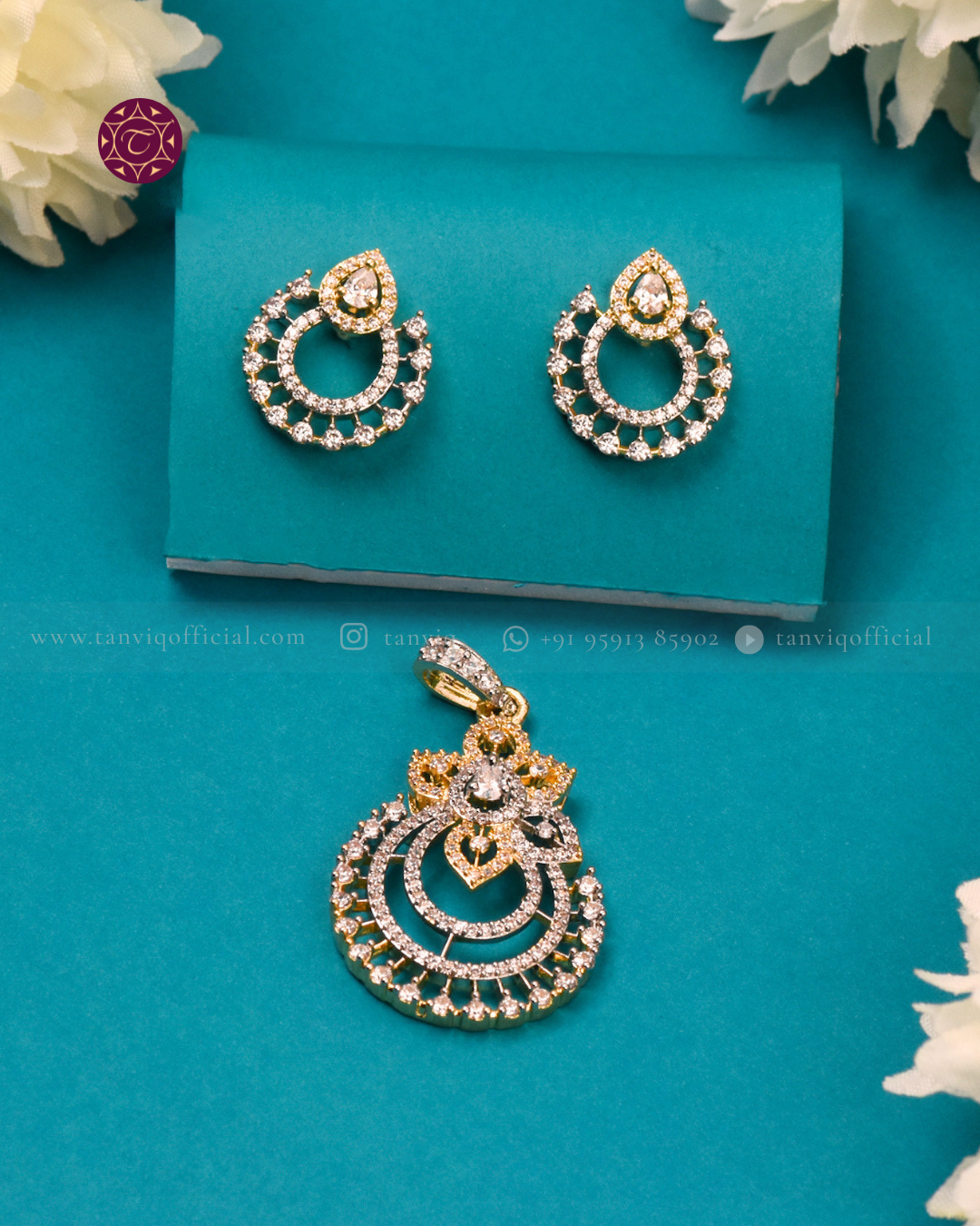 Ishika Chandbali Pendant Set (Without Chain)