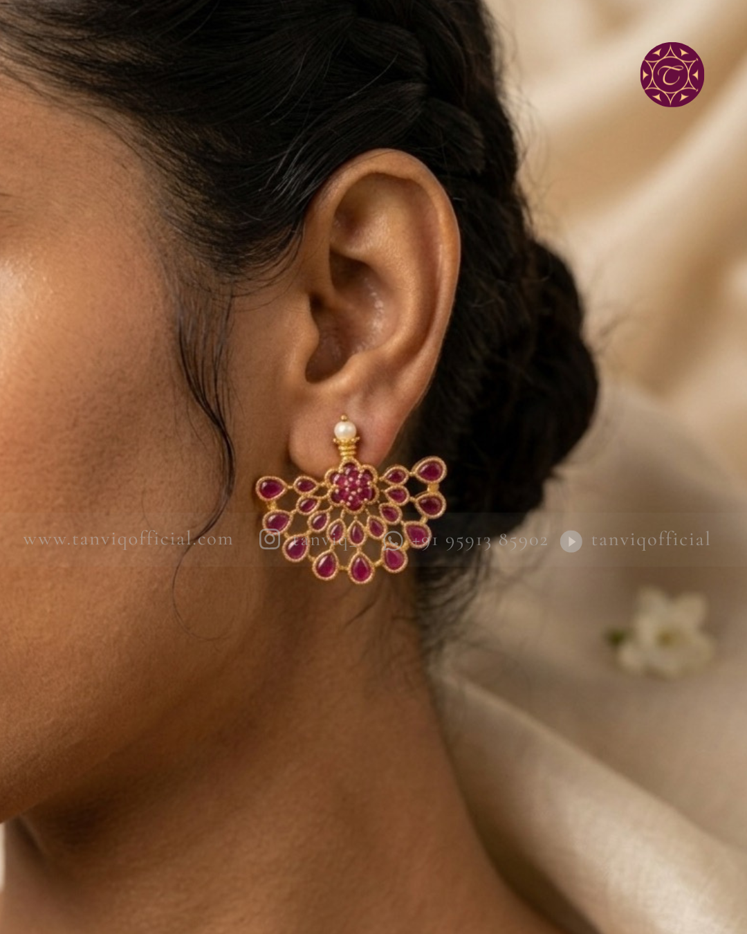 Amara Ruby Peacock Fan Earrings