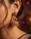 Lakshmi Temple Tiered Jhumka Earrings