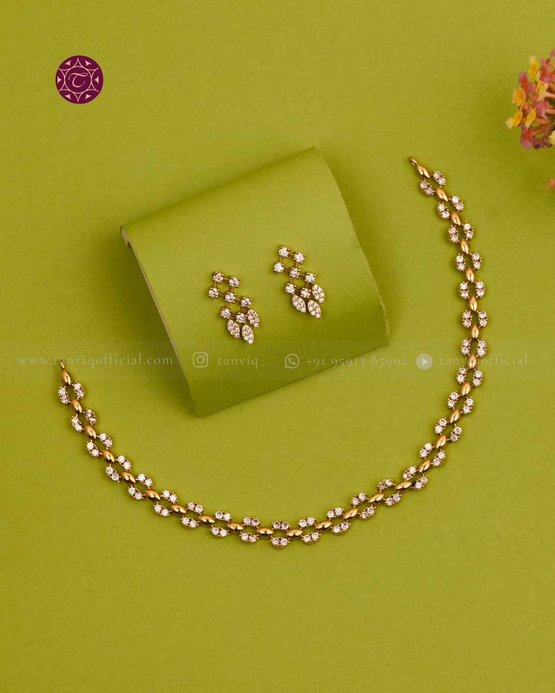 Vidya Leaf Link CZ Necklace