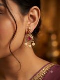Anjali Ruby Kemp Floral Chandbali Earrings