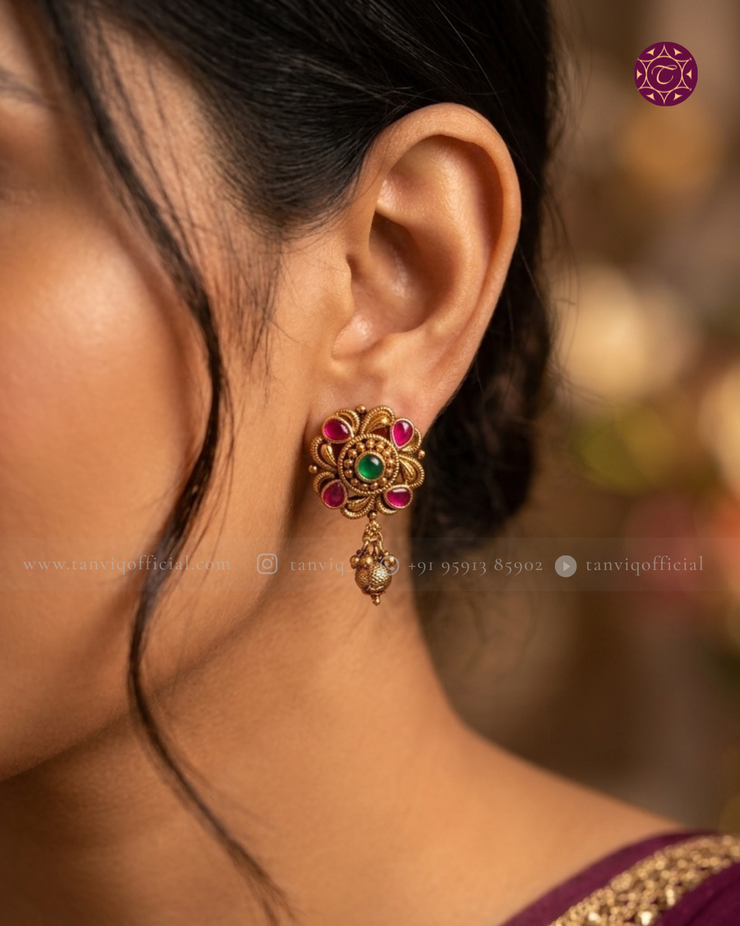 Kavitha Kemp Floral Ball Drop Earrings