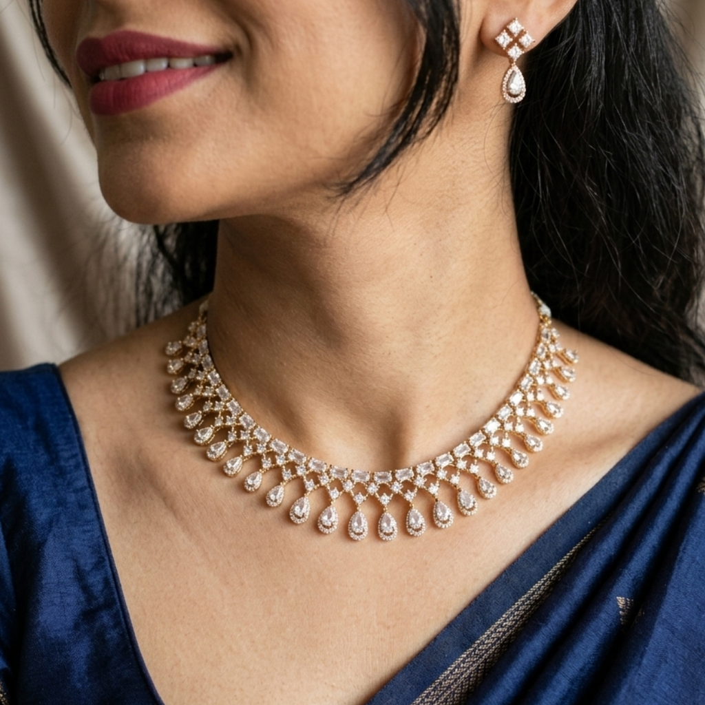 Aishani White Fringe Necklace