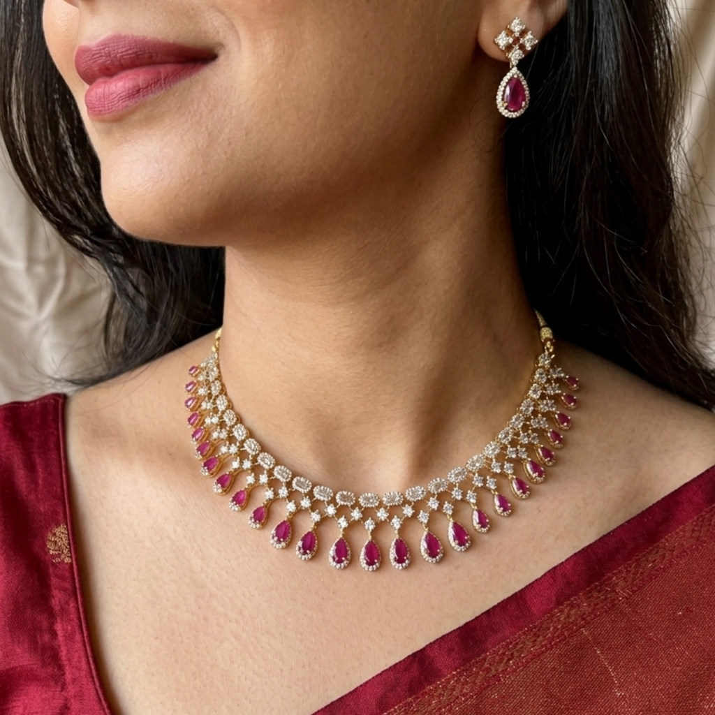 Bhavika Ruby Fringe Necklace