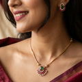 Meera Emerald Fan Pendant Set