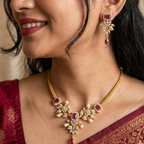 Kiran Garnet Leaf Necklace